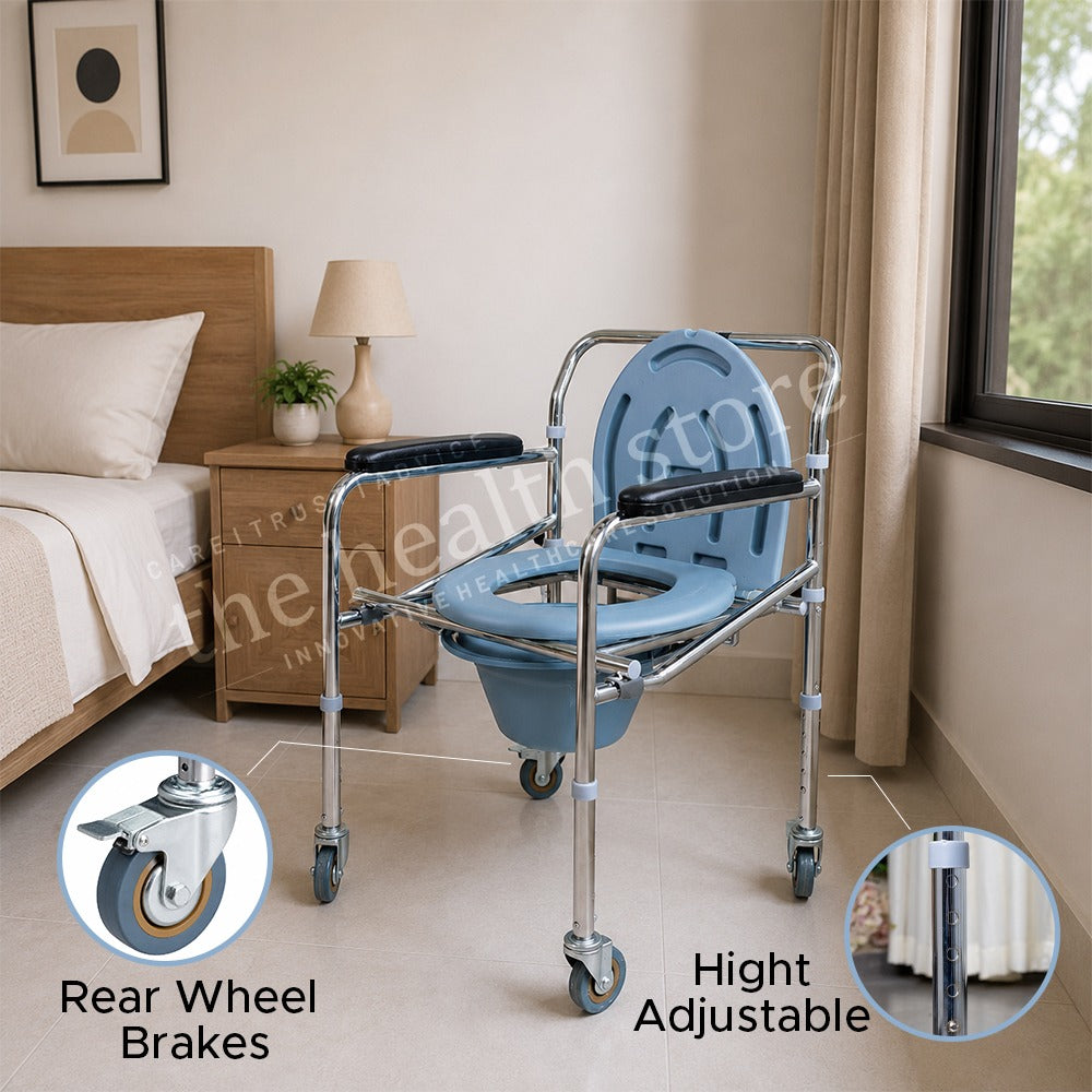 Karma Rainbow 5 Foldable Commode Chair With Wheels