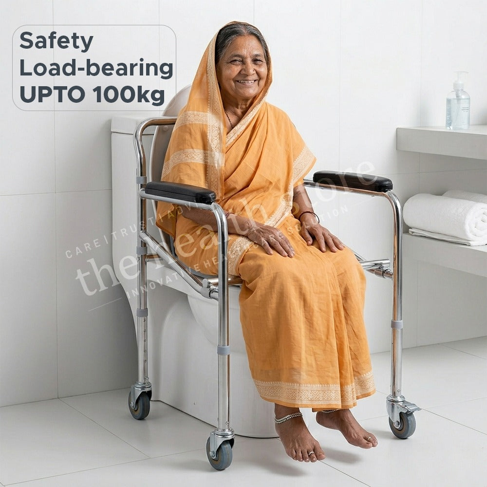 Karma Rainbow 5 Foldable Commode Chair With Wheels