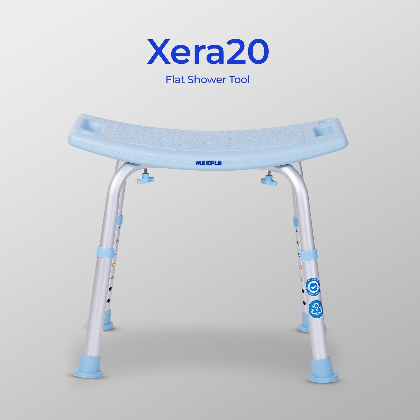 Mexple Xera20 Adjustable Anti-Slip Shower Bath Chair Stool for elderly and bathroom safety – available at The Health Store Mumbai.