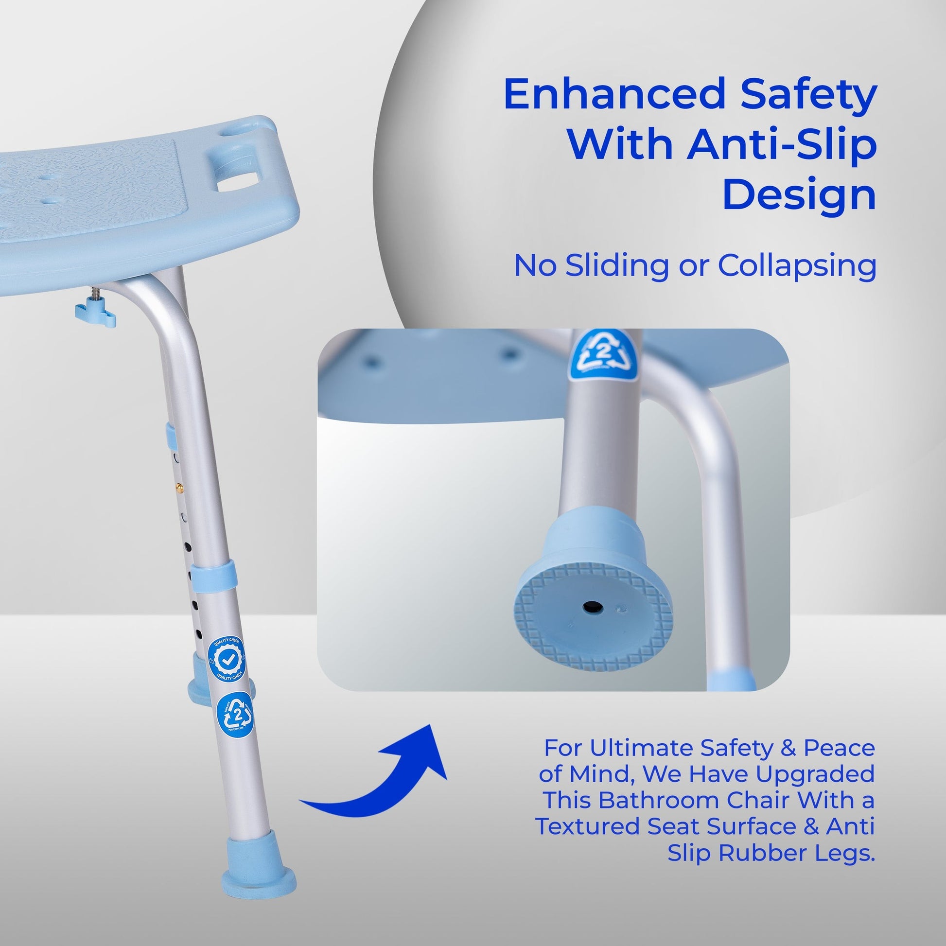 Mexple Xera20 Adjustable Anti-Slip Shower Bath Chair Stool for elderly and bathroom safety – available at The Health Store Mumbai.