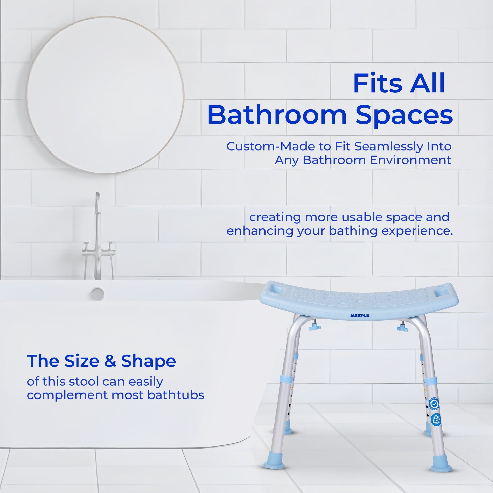 Mexple Xera20 Adjustable Anti-Slip Shower Bath Chair Stool for elderly and bathroom safety – available at The Health Store Mumbai.