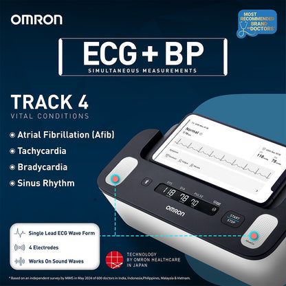 Omron Complete HEM-7530T-AP3, 2-in-1 Upper Arm Blood Pressure Monitor with ECG, AFib Detection & Bluetooth Connectivity