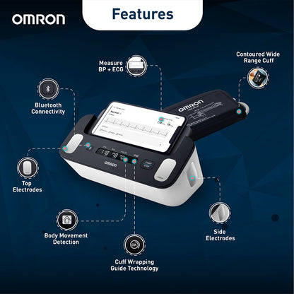 Omron Complete HEM-7530T-AP3, 2-in-1 Upper Arm Blood Pressure Monitor with ECG, AFib Detection & Bluetooth Connectivity
