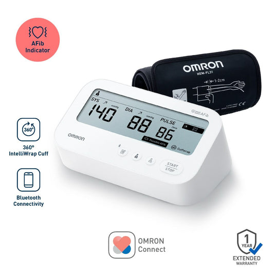 Omron HEM-7194T1-FLIN Automatic Upper Arm Blood Pressure Monitor with AFib Detection, IntelliWrap 360° Accuracy Cuff & Bluetooth