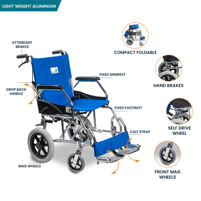 Arrex Cord Premium Aluminium Foldable Wheelchair