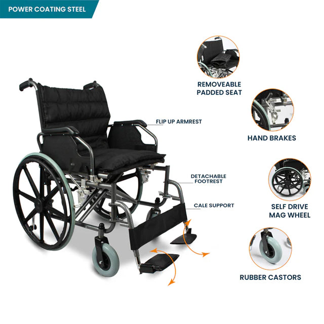 Arrex Victor Heavy Duty Steel Wheelchair