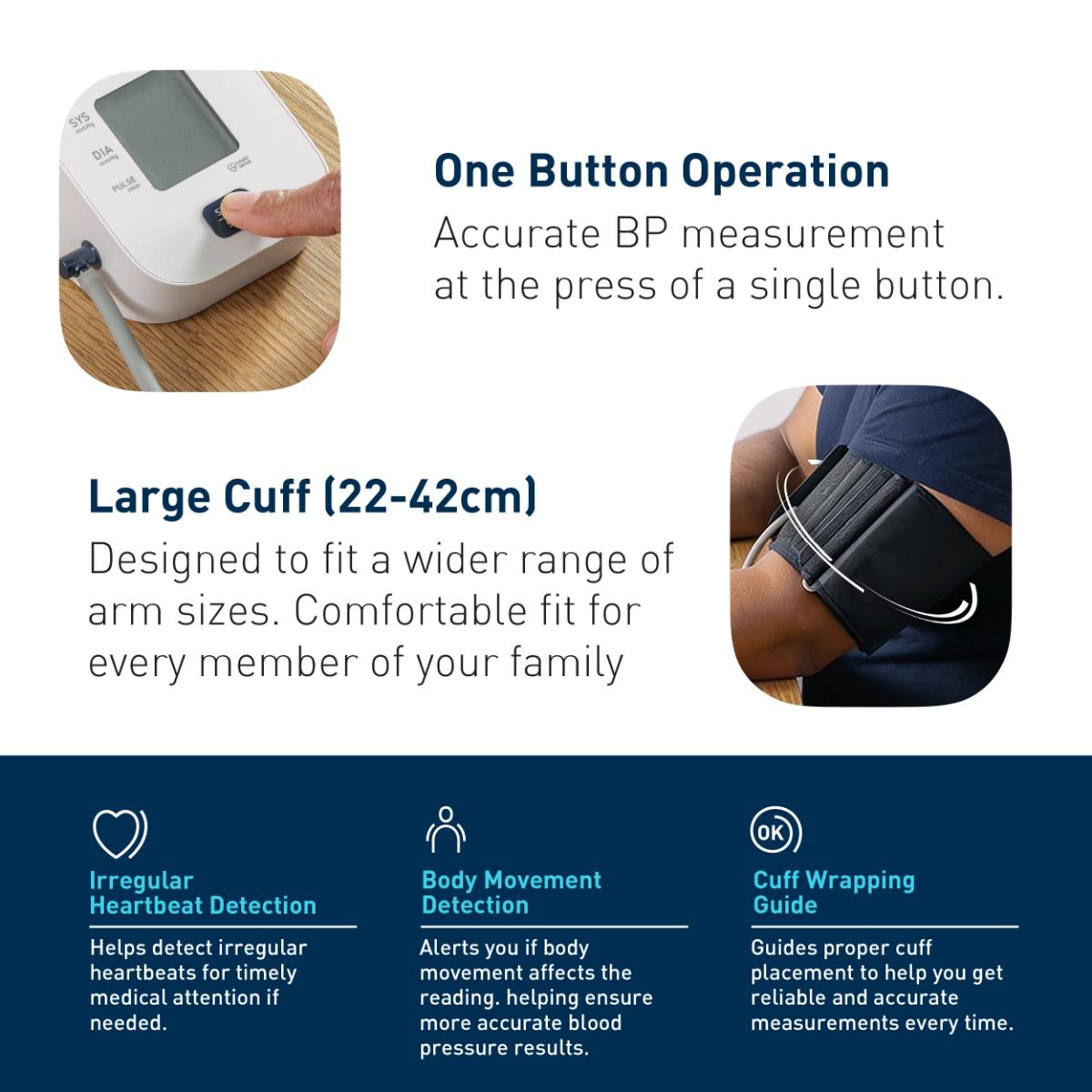 Omron HEM-7090-LIN Automatic Upper Arm Blood Pressure Monitor with Large Cuff (22–42 cm) & Irregular Heartbeat Detection