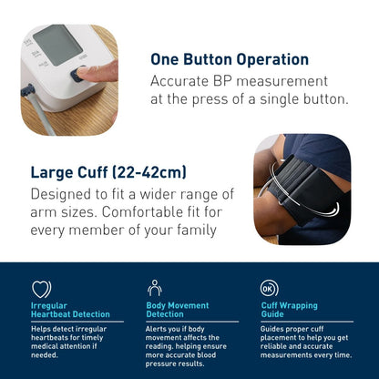 Omron HEM-7090-LIN Automatic Upper Arm Blood Pressure Monitor with Large Cuff (22–42 cm) & Irregular Heartbeat Detection