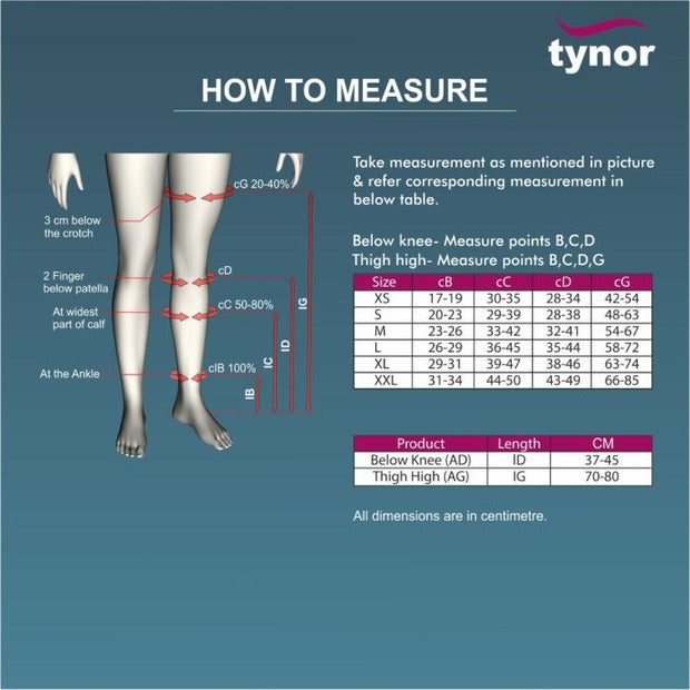 Tynor I70 Medical Compression Stocking Thigh High Class 2 (Pair)