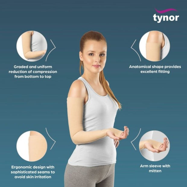 Tynor I75 Compression Garment Arm Sleeve + Mitten (with thumb)