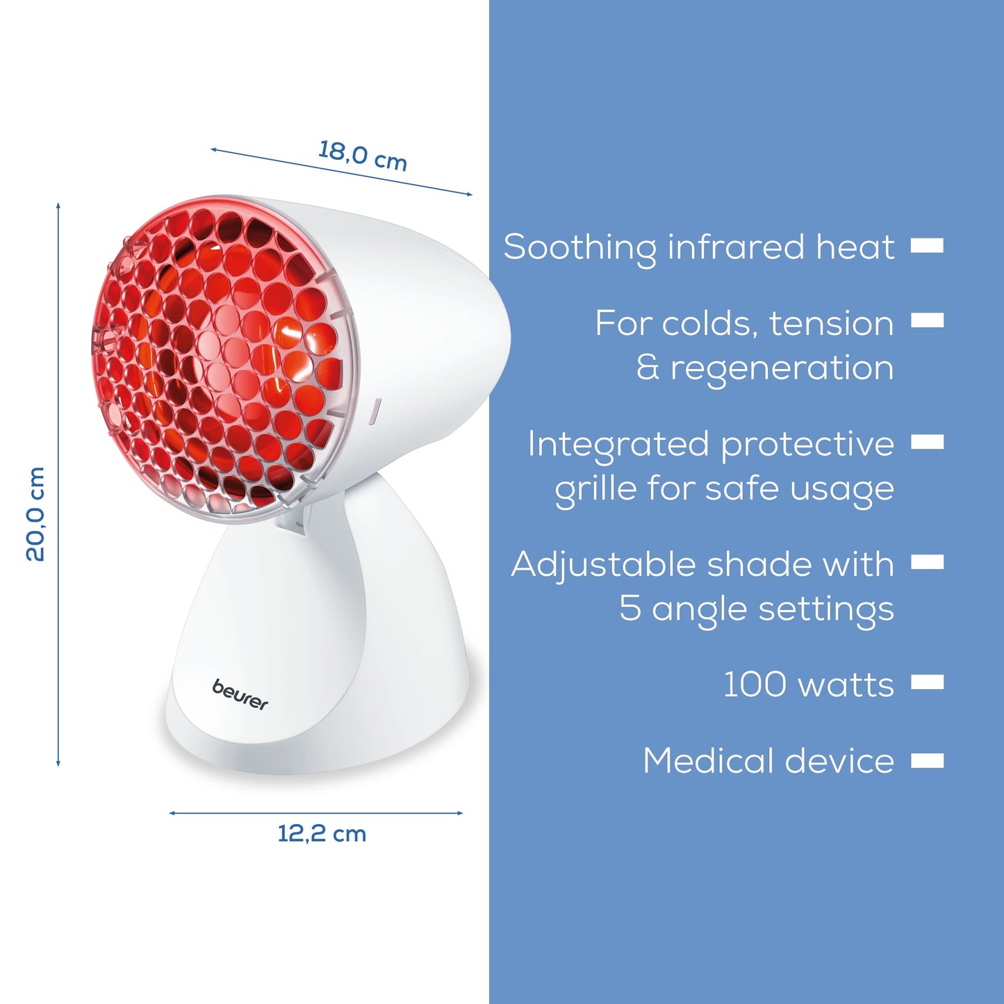 Beurer IL11 Infrared Heat Therapy Lamp | Deep Penetration Pain Relief | 3-Year Warranty