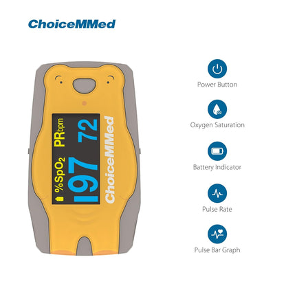 Choicemmed Fingertip Pulse Oximeter (MD300C52) | Pulse Rate | Oxygen Watch | Oxygen Saturation | High Accuracy | Automatically Power Off - Pack of 1 (Orange)