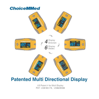 Choicemmed Fingertip Pulse Oximeter (MD300C52) | Pulse Rate | Oxygen Watch | Oxygen Saturation | High Accuracy | Automatically Power Off - Pack of 1 (Orange)
