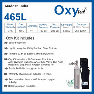 Oxykit 465L Portable Oxygen Cylinder Kit | Aluminium Medical O2 Empty Kit