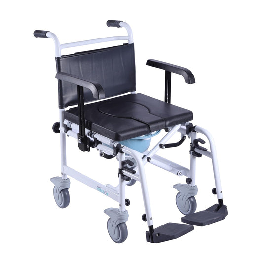 Forza Freedom Commode Wheelchair | Lightweight & Easy Foldable | Removable Pot | Upto 110 Kg Weight Capacity