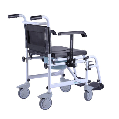 Forza Freedom Commode Wheelchair | Lightweight & Easy Foldable | Removable Pot | Upto 110 Kg Weight Capacity