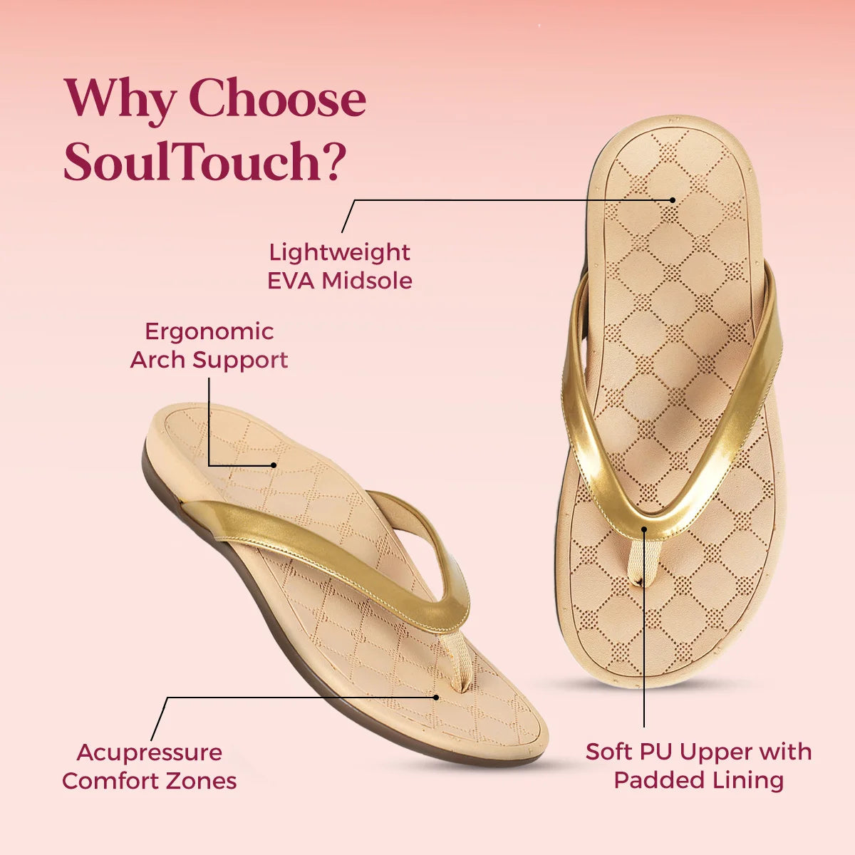 Soul Touch Alice - Gold Slipper For Women