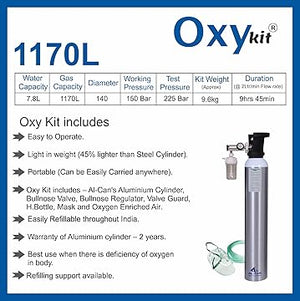 Oxykit 1170L Portable Oxygen Cylinder Kit | Aluminium Medical O2 Empty Kit