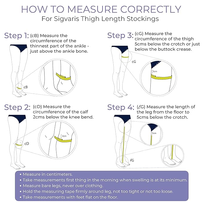 SIGVARIS Medical Compression Stockings Cotton Class 2  – Thigh Length For Men and Women