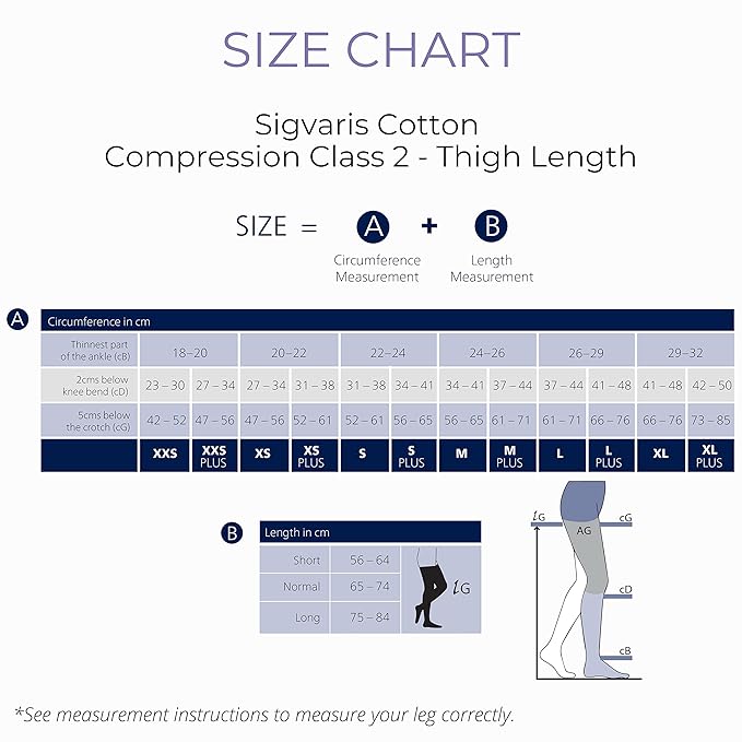 SIGVARIS Medical Compression Stockings Cotton Class 2  – Thigh Length For Men and Women