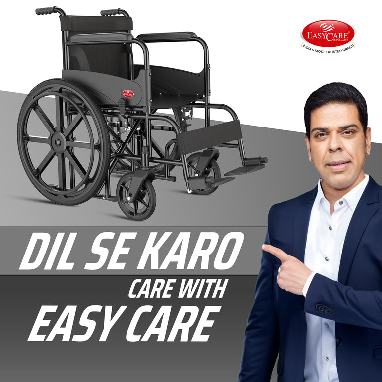Easycare EC700 Foldable Wheelchair for Old People and Patient, Suitable for Indoor & Travel-Friendly with Adjustable & Comfort Seat Belt with Footrests
