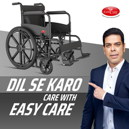 Easycare EC700 Foldable Wheelchair for Old People and Patient, Suitable for Indoor & Travel-Friendly with Adjustable & Comfort Seat Belt with Footrests
