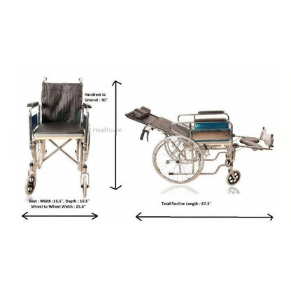 Karma Rainbow 8 Reclining Wheelchair with Commode | Multi-Function Wheelchair